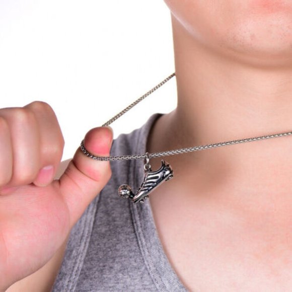 Silver Soccer Cleat & Ball Necklace, Football, Futball Pendant - MLS, World Cup - Picture 6 of 6